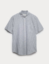 Camisa de lino manga larga a rayas