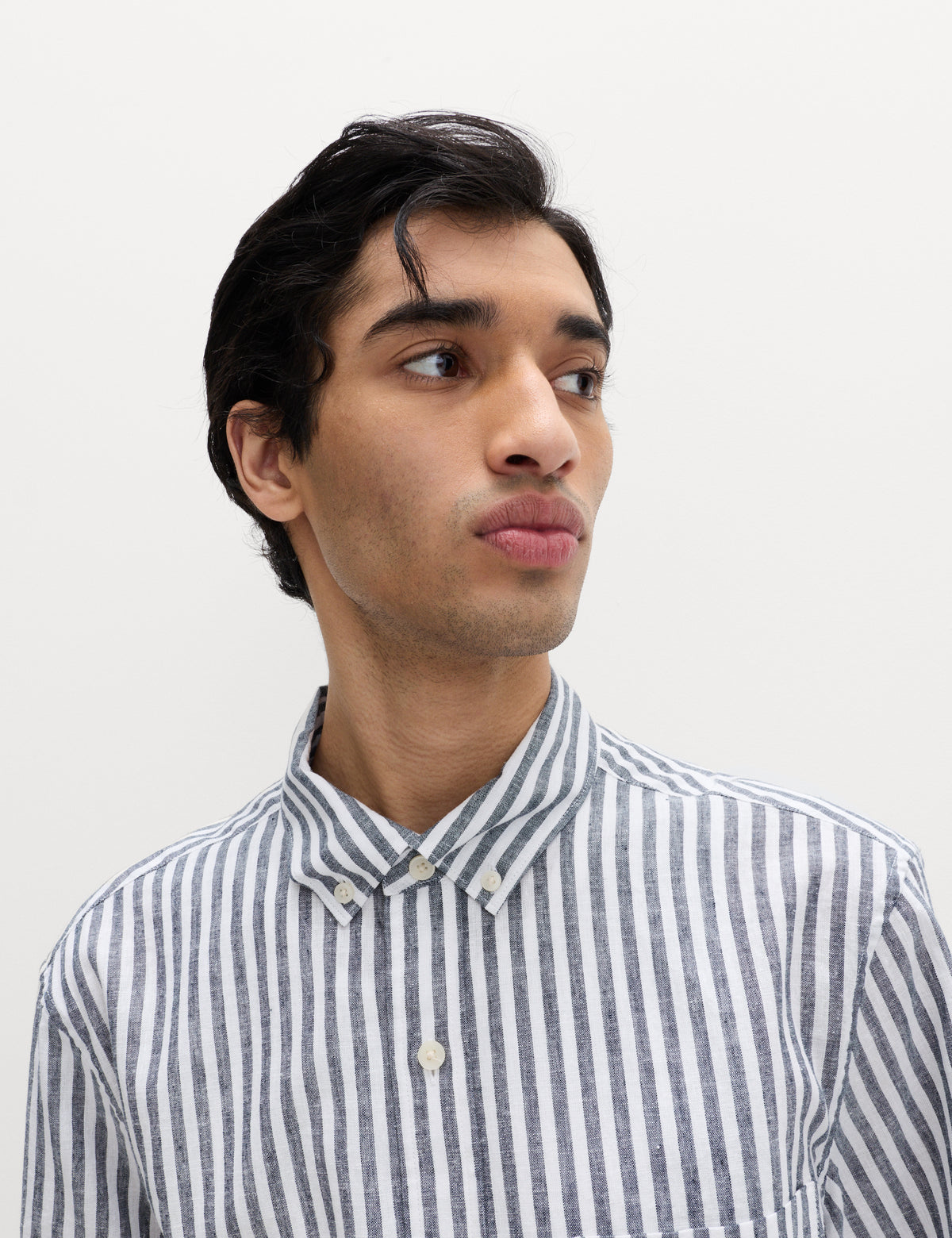 Camisa de lino manga larga a rayas