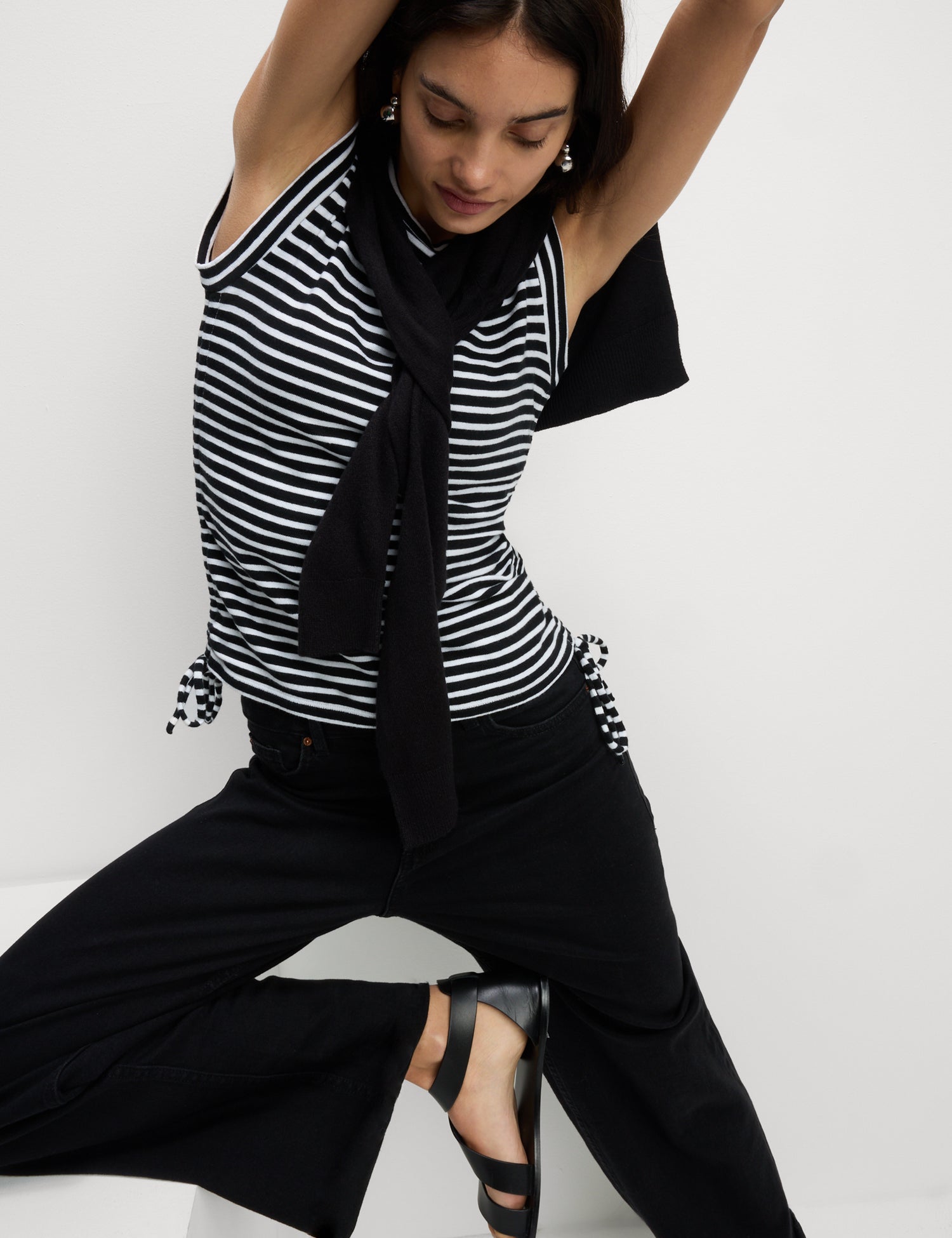 Top de rayas con fruncido lateral