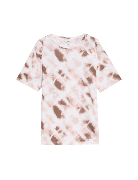 Camiseta básica de manga corta y escorte pico de corte relax