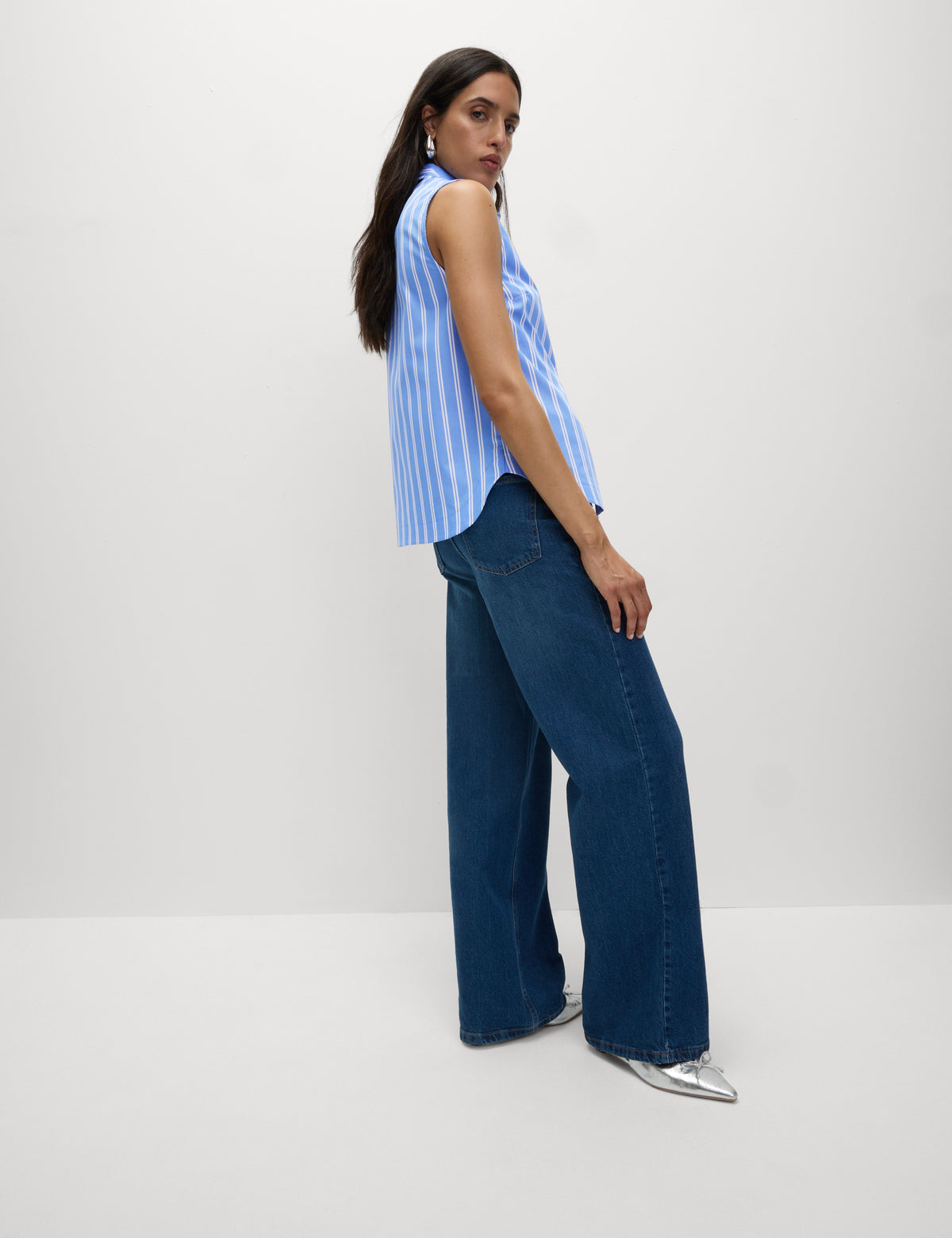 Blusa camisera de rayas sin mangas
