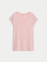 Camiseta básica de manga corta y escote pico de corte relax