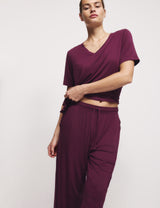 Pijama de manga corta con detalle de encaje