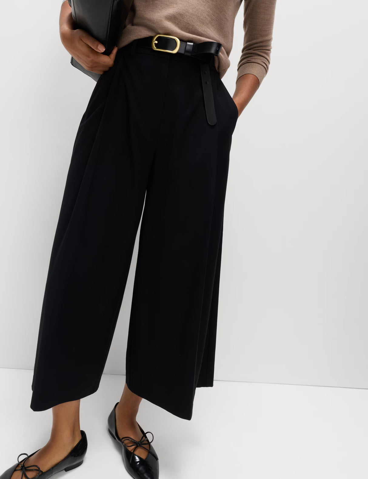 Pantalón de tela de estilo culotte