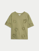 Top de manga corta con apliques