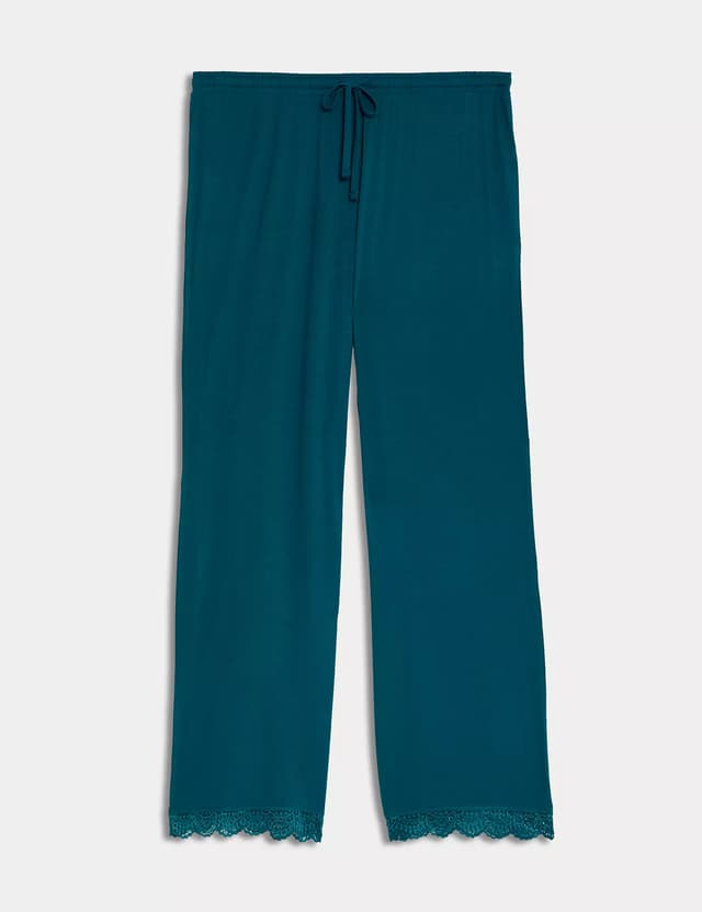 Pantalón de pijama largo con detalle de encaje