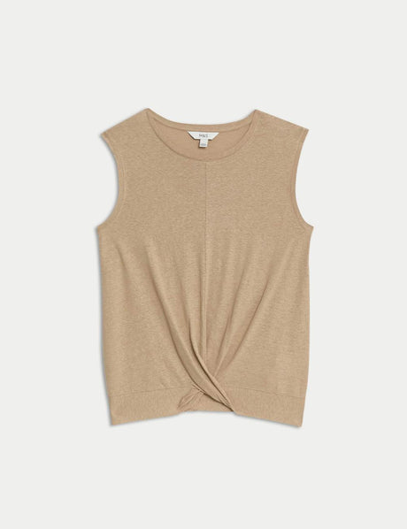 Top de lino sin mangas