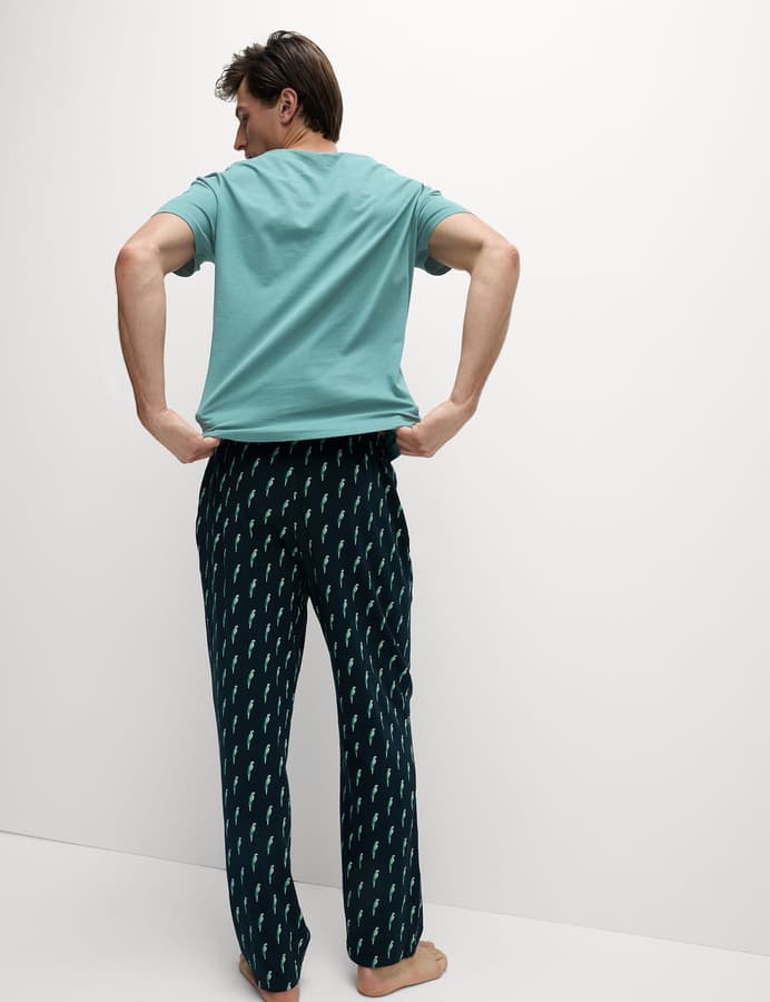 Pijama de punto con camiseta de manga corta diseño Loros