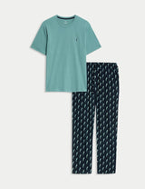 Pijama de punto con camiseta de manga corta diseño Loros