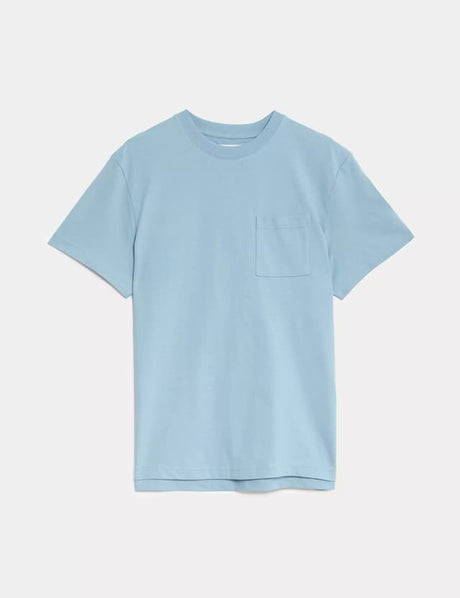 Camiseta de manga corta lisa con bolsillo