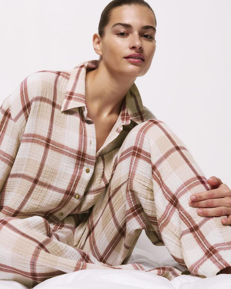 Pijama de manga larga de cuadros