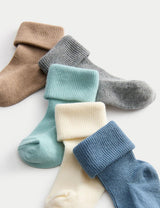 Pack de 5 pares de calcetines para bebés lisos con canalé