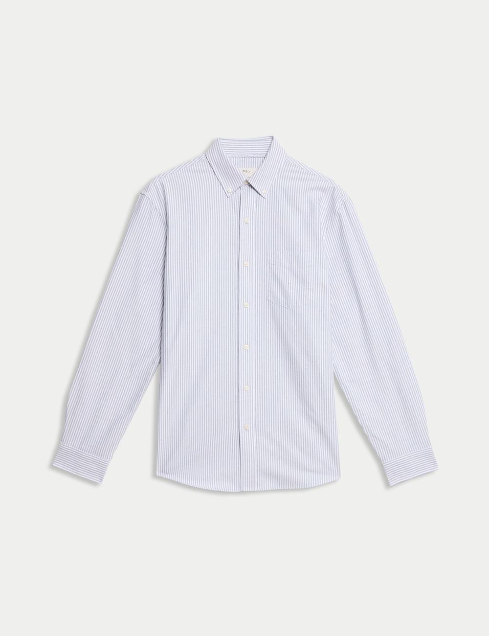 Camisa oxford  de algodón a rayas