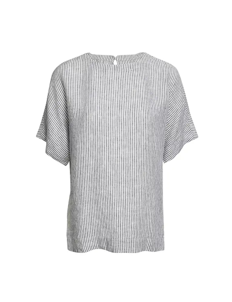 Blusa de lino de rayas manga corta