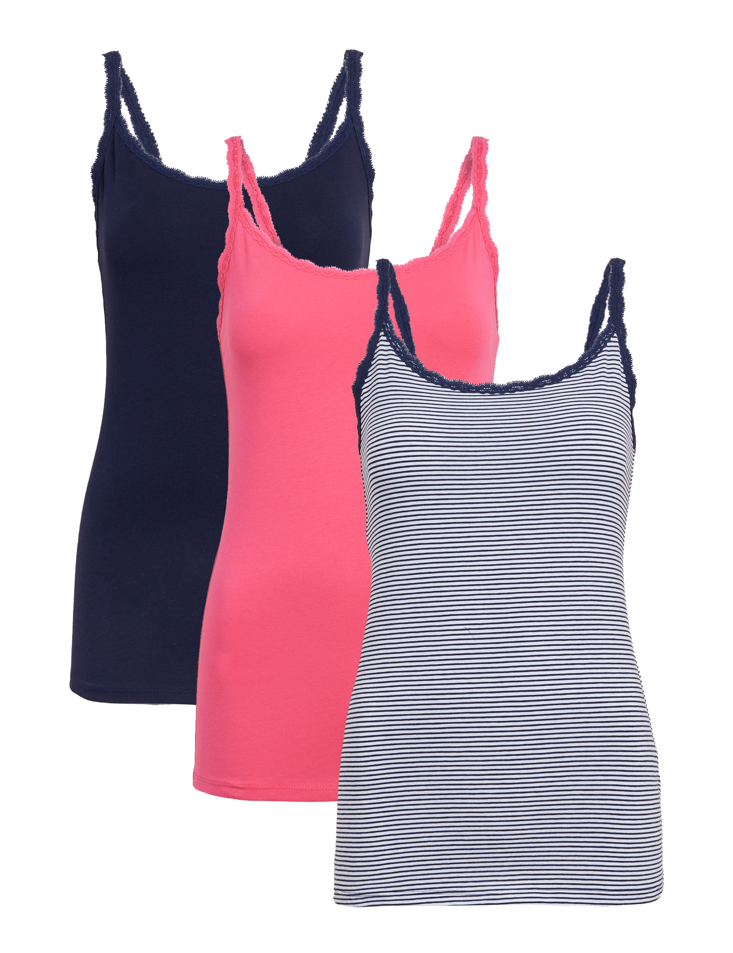 Pack 3 top tiros con vivo encaje