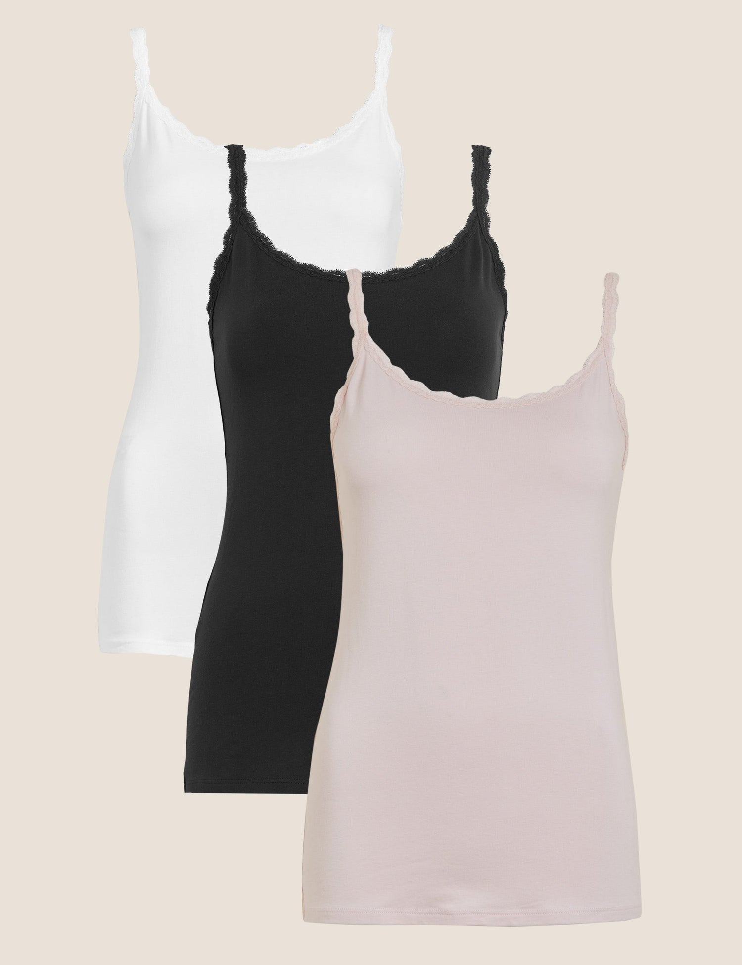 Pack 3 top tiros con vivo encaje