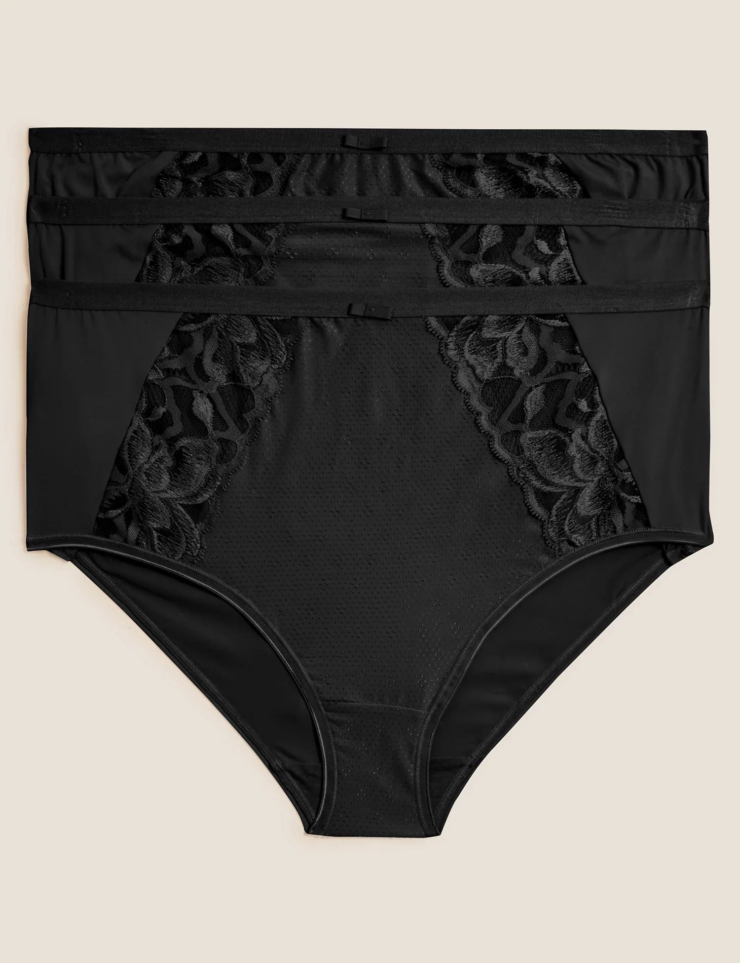 Pack 3 Bragas altas con encaje