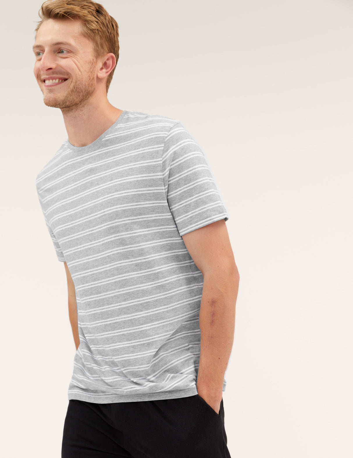 Pijama corto en punto camiseta a rayas