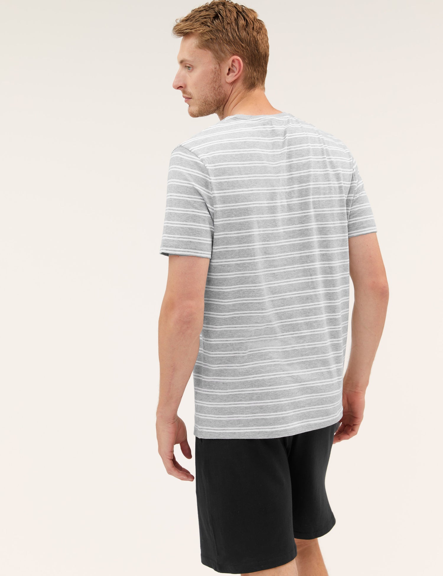 Pijama corto en punto camiseta a rayas