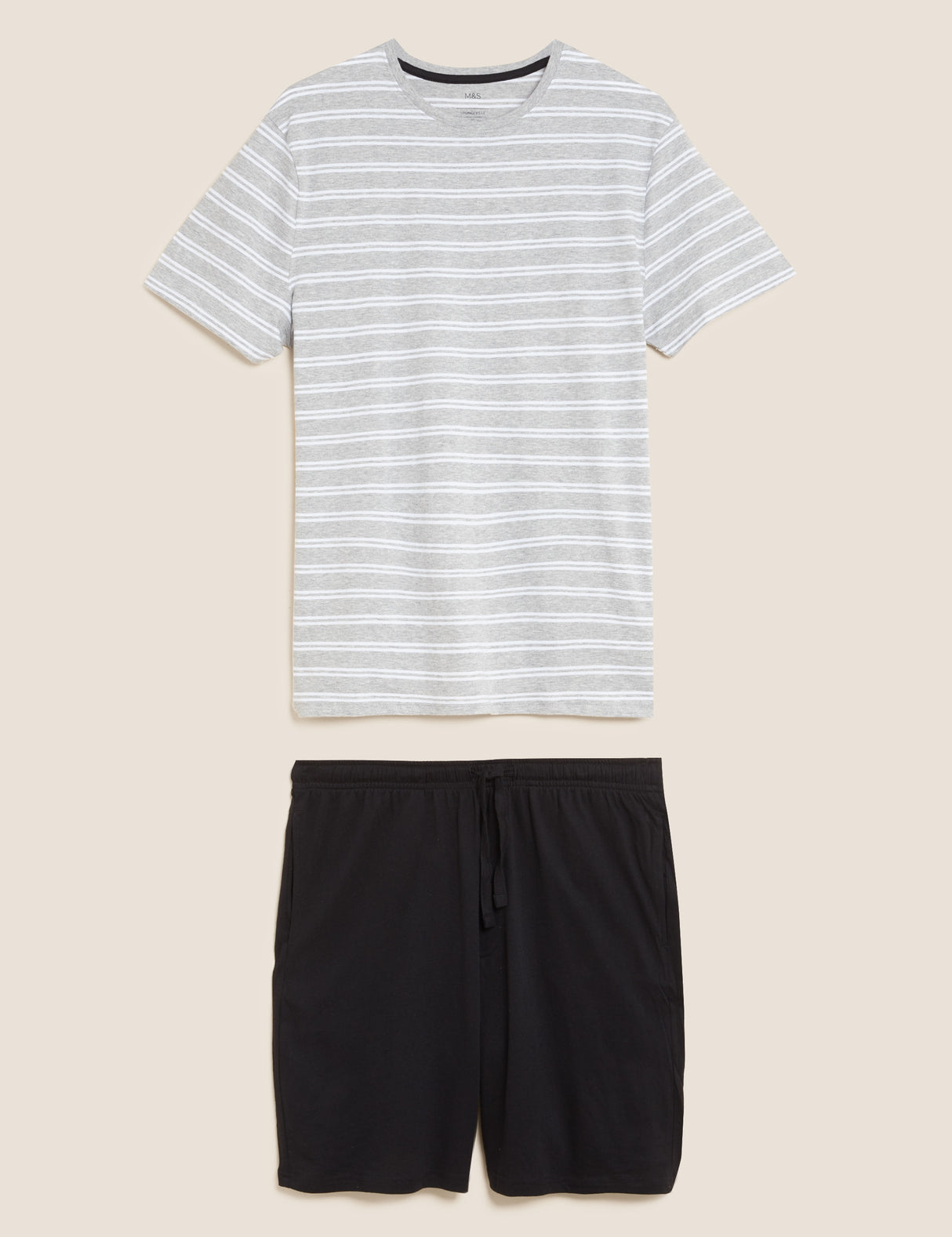 Pijama corto en punto camiseta a rayas