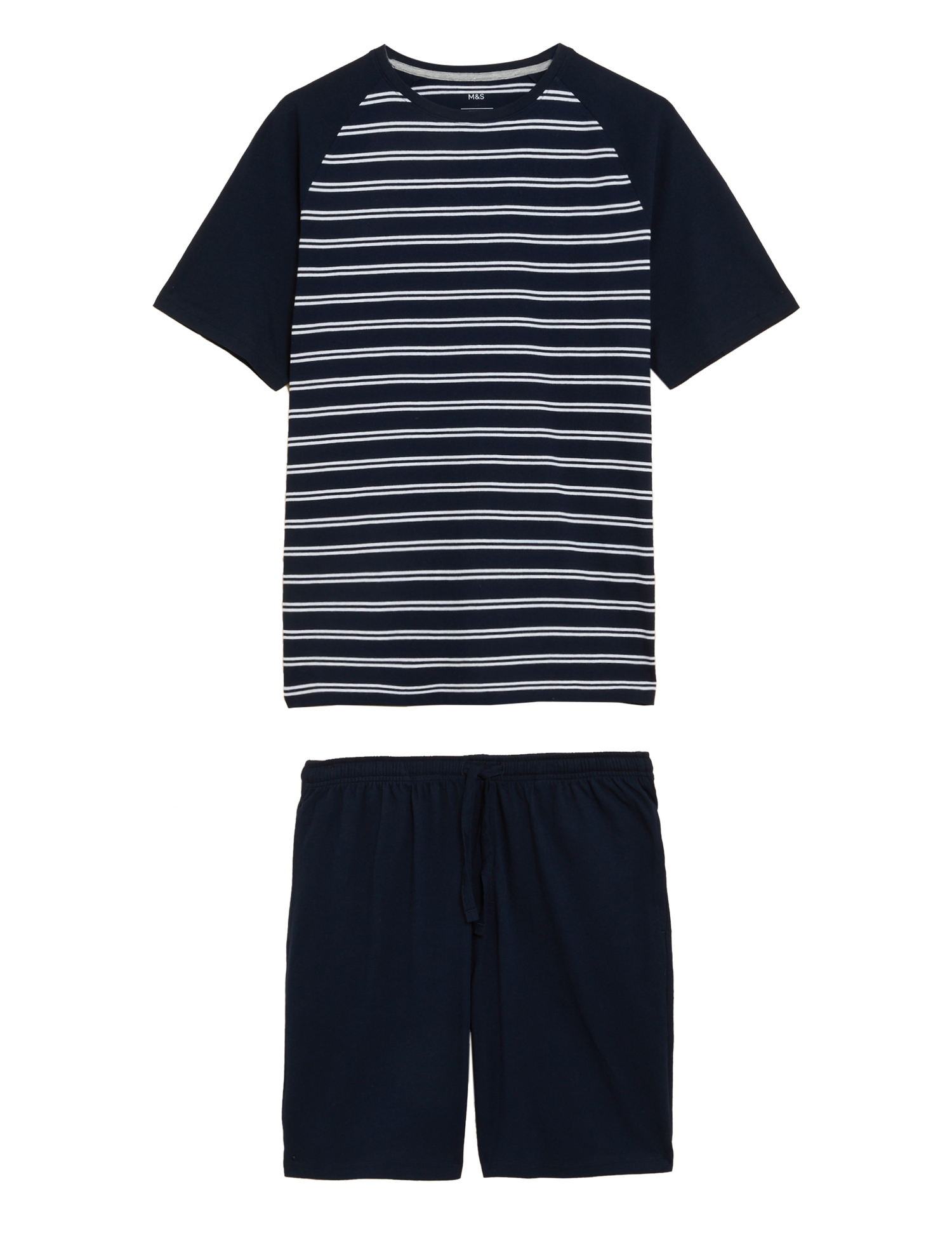 Pijama corto en punto camiseta a rayas