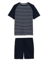 Pijama corto en punto camiseta a rayas