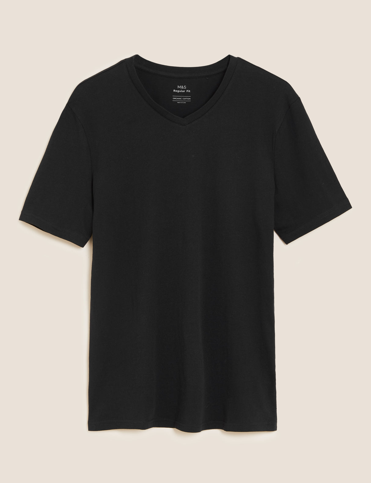 Camiseta cuello pico manga corta lisa