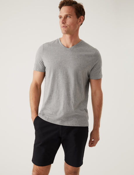 Camiseta cuello pico lisa manga corta