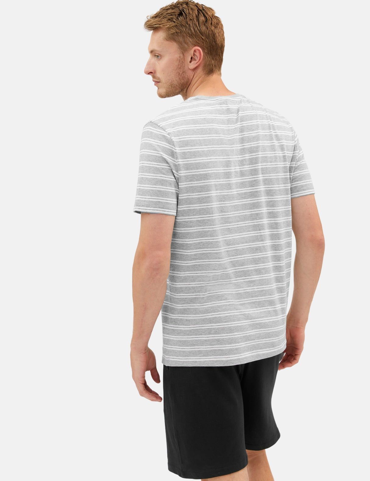 Pijama corto en punto camiseta a rayas